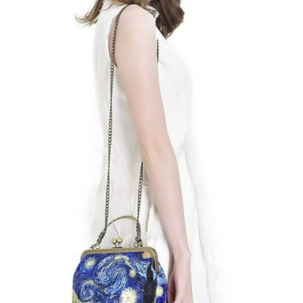 NEW! Rejolly Women Vintage Kiss Lock Top Handle Handbag Evening Purse Crossbody - Picture 2 of 6